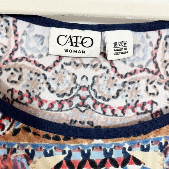 Cato Blue & Red Floral Print Asymmetrical Midi Dress Boho - Size 18/20 - Picture 3 of 6